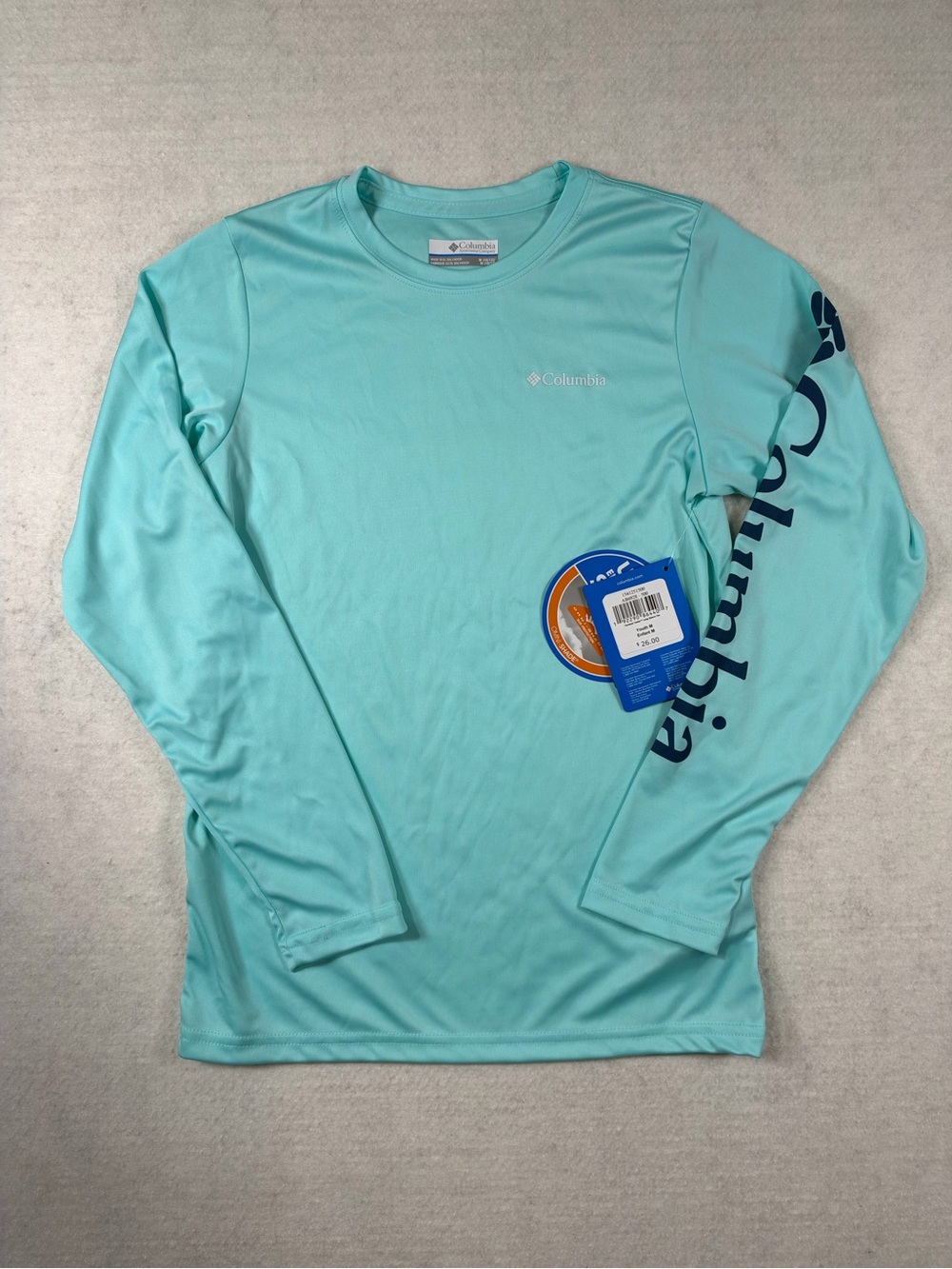 Columbia Aqua Blue Long Sleeve Kids Rash Guard Tee